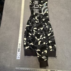 Men’s A Bathing Bape Hoodie Full Zip Camo Gray Size US Medium